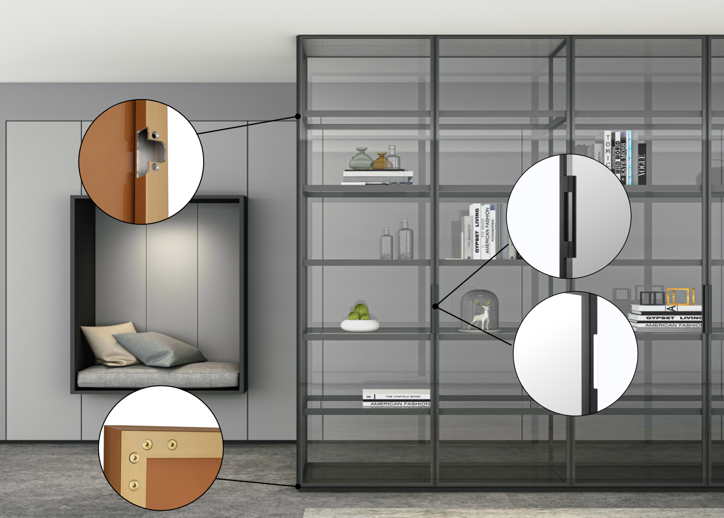 China High-quality Modern Style Aluminium Profile Kitchen Cabinet Door ...